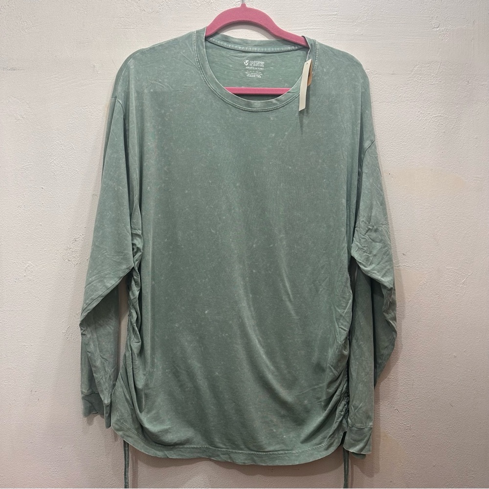 NWT XL Victoria’s Secret Pink side scrunch long sleeve shirt mint